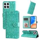 For Honor X8 5G / X6 Embossed Sunflower Leather Phone Case(Green) - 1