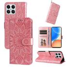 For Honor X8 5G / X6 Embossed Sunflower Leather Phone Case(Rose Gold) - 1