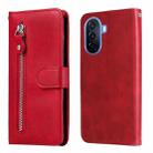 For Huawei nova Y70 / Y70 Plus/ Enjoy 50 Calf Texture Zipper Leather Phone Case(Red) - 1