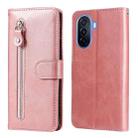 For Huawei nova Y70 / Y70 Plus/ Enjoy 50 Calf Texture Zipper Leather Phone Case(Rose Gold) - 1