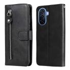 For Huawei nova Y70 / Y70 Plus/ Enjoy 50 Calf Texture Zipper Leather Phone Case(Black) - 1