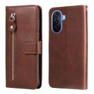 For Huawei nova Y70 / Y70 Plus/ Enjoy 50 Calf Texture Zipper Leather Phone Case(Brown) - 1