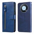 For Huawei nova Y90 / Enjoy 50 Pro Calf Texture Zipper Leather Phone Case(Blue) - 1