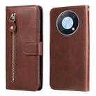 For Huawei nova Y90 / Enjoy 50 Pro Calf Texture Zipper Leather Phone Case(Brown) - 1