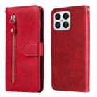 For Honor X8 5G / X6 Calf Texture Zipper Leather Phone Case(Red) - 1