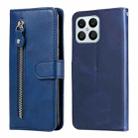 For Honor X8 5G / X6 Calf Texture Zipper Leather Phone Case(Blue) - 1