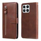 For Honor X8 5G / X6 Calf Texture Zipper Leather Phone Case(Brown) - 1