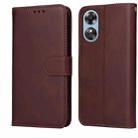 For OPPO A17 Classic Calf Texture Flip Leather Phone Case(Brown) - 1