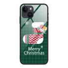 For iPhone 14 Plus Christmas Glass Phone Case(Christmas Socks) - 1