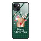 For iPhone 14 Plus Christmas Glass Phone Case(Deer Head) - 1
