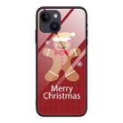 For iPhone 14 Plus Christmas Glass Phone Case(Brown Toy Bear) - 1