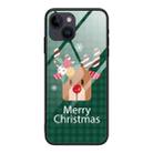 For iPhone 13 Christmas Glass Phone Case(Deer Head) - 1