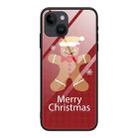 For iPhone 13 Christmas Glass Phone Case(Brown Toy Bear) - 1