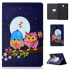 Electric Horizontal Flat Painted Leather Case with Pen Cover & Card Slot & Holder(Couple Owls) - 1