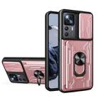 For Xiaomi 12T / 12T Pro / Redmi K50 Ultra Sliding Camshield TPU+PC Phone Case with Card Slot(Rose Gold) - 1