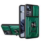 For Xiaomi 12T / 12T Pro / Redmi K50 Ultra Sliding Camshield TPU+PC Phone Case with Card Slot(Dark Green) - 1