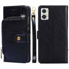 For Motorola Moto E22/E22i Zipper Bag Flip Leather Phone Case(Black) - 1