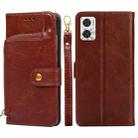 For Motorola Moto E22/E22i Zipper Bag Flip Leather Phone Case(Brown) - 1