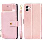 For Samsung Galaxy A04 Zipper Bag Flip Leather Phone Case(Rose Gold) - 1