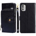 For Nokia G60 5G Zipper Bag Flip Leather Phone Case(Black) - 1