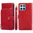 For Honor X8 5G/X6 Zipper Bag Flip Leather Phone Case(Red) - 1