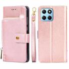 For Honor X8 5G/X6 Zipper Bag Flip Leather Phone Case(Rose Gold) - 1