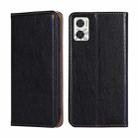 For Motorola Moto E22/E22i Gloss Oil Solid Color Magnetic Leather Phone Case(Black) - 1