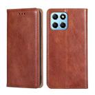 For Honor X8 5G/X6 Gloss Oil Solid Color Magnetic Leather Phone Case(Brown) - 1