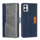 For Motorola Moto E22/E22i Contrast Color Side Buckle Leather Phone Case(Blue+Grey) - 1