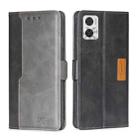 For Motorola Moto E22/E22i Contrast Color Side Buckle Leather Phone Case(Black+Grey) - 1