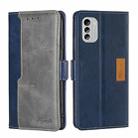 For Nokia G60 5G Contrast Color Side Buckle Leather Phone Case(Blue+Grey) - 1