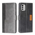 For Nokia G60 5G Contrast Color Side Buckle Leather Phone Case(Black+Grey) - 1