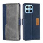 For Honor X8 5G/X6 Contrast Color Side Buckle Leather Phone Case(Blue+Grey) - 1