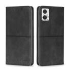 For Motorola Moto E22/E22i Cow Texture Magnetic Horizontal Flip Leather Phone Case(Black) - 1