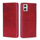 For Motorola Moto E22/E22i Cow Texture Magnetic Horizontal Flip Leather Phone Case(Red) - 1