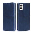 For Motorola Moto E22/E22i Cow Texture Magnetic Horizontal Flip Leather Phone Case(Blue) - 1