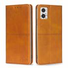 For Motorola Moto E22/E22i Cow Texture Magnetic Horizontal Flip Leather Phone Case(Light Brown) - 1