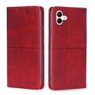 For Samsung Galaxy A04 Cow Texture Magnetic Horizontal Flip Leather Phone Case(Red) - 1