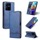 For vivo Y22/Y22s/Y35 4G Magnetic Calf Texture Leather Phone Case(Dark Blue) - 1