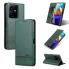 For vivo Y22/Y22s/Y35 4G Magnetic Calf Texture Leather Phone Case(Dark Green) - 1