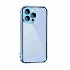 For iPhone 14 Plus Lens Protector Adsorption Lock Phone Case(Sierra Blue) - 1