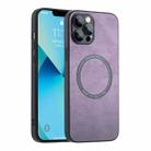 For iPhone 14 Plus Magsafe Leather Texture Phone Case(Purpel) - 1