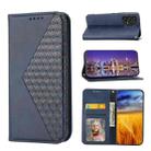 Cubic Grid Calf Texture Magnetic Closure Leather Phone Case For Xiaomi Redmi 10 5G/Note 11E 5G/10 Prime+ 5G/Poco M4 5G/11 Prime 5G/Poco M5 (Blue) - 1
