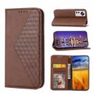 For Xiaomi 12/12X/12S Cubic Grid Calf Texture Magnetic Closure Leather Phone Case(Brown) - 1