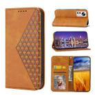 For Xiaomi 12/12X/12S Cubic Grid Calf Texture Magnetic Closure Leather Phone Case(Yellow) - 1