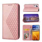 For Xiaomi 12 Pro/12S Pro Cubic Grid Calf Texture Magnetic Closure Leather Phone Case(Rose Gold) - 1