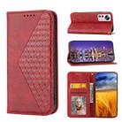 For Xiaomi 12T/12T Pro/Redmi K50 Ultra Cubic Grid Calf Texture Magnetic Closure Leather Phone Case(Red) - 1