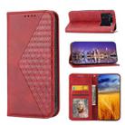 For Xiaomi Poco M4 Pro 4G Global Cubic Grid Calf Texture Magnetic Closure Leather Phone Case(Red) - 1