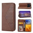 For Xiaomi Poco M4 Pro 4G Global Cubic Grid Calf Texture Magnetic Closure Leather Phone Case(Brown) - 1
