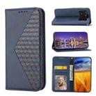 For Xiaomi Poco M4 Pro 4G Global Cubic Grid Calf Texture Magnetic Closure Leather Phone Case(Blue) - 1